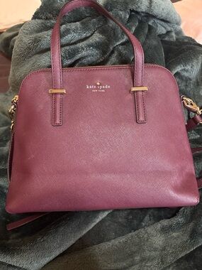 kate spade Burgundy Saffiano Leather Dome Satchel